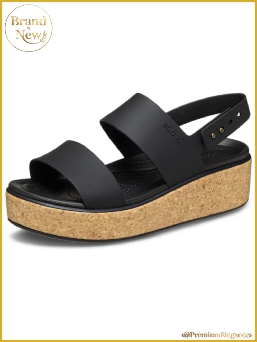 Crocs Brooklyn Cork Low Wedge Sandals EVA Adjustable Strap Open Toe